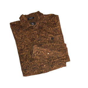 Vtg. Cinch Men's Button Up Shirt Paisley Brown Large Brown Pearl Snap Buttons